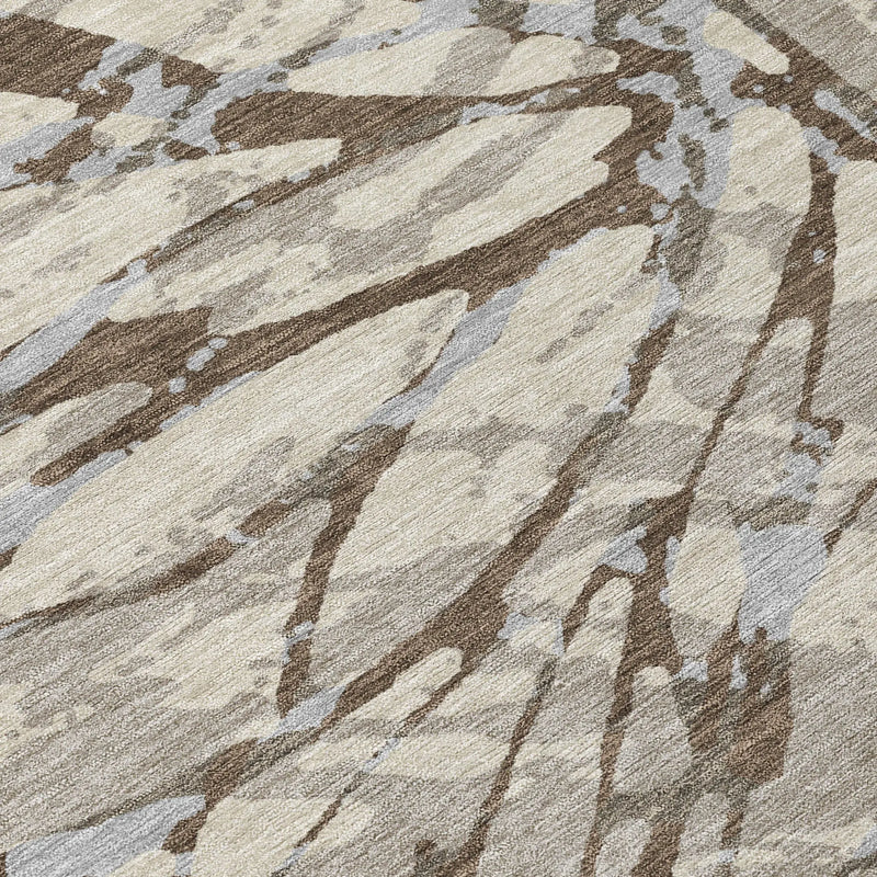 3' X 5' Taupe And Teal Blue Abstract Washable Indoor Outdoor Area Rug Homeroots Outdoor