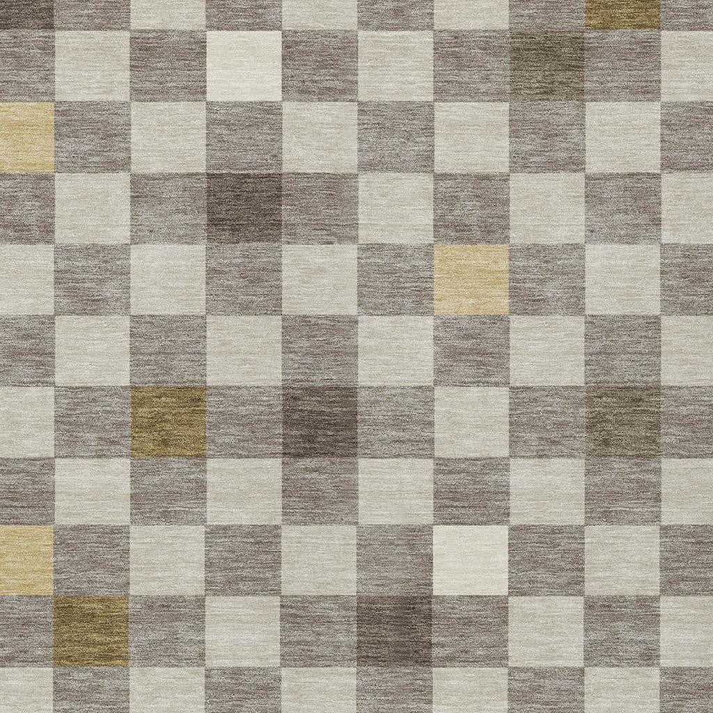 3' X 5' Taupe And Teal Blue Geometric Washable Indoor Outdoor Area Rug Homeroots Outdoor