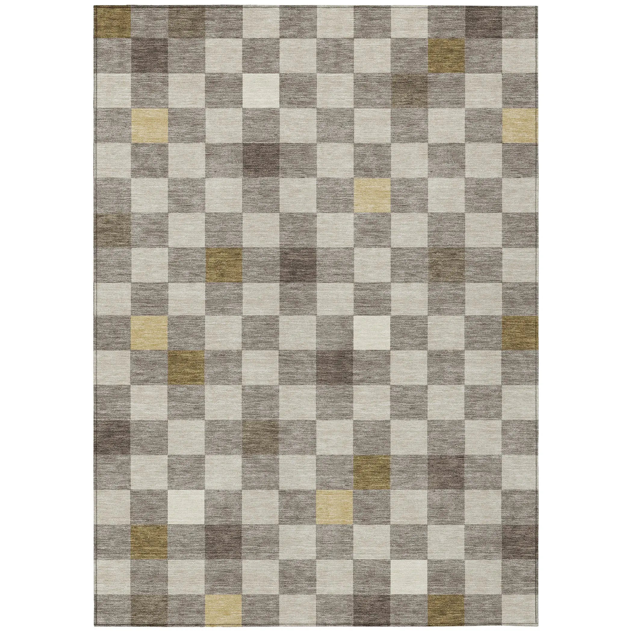 3' X 5' Taupe And Teal Blue Geometric Washable Indoor Outdoor Area Rug Homeroots Outdoor