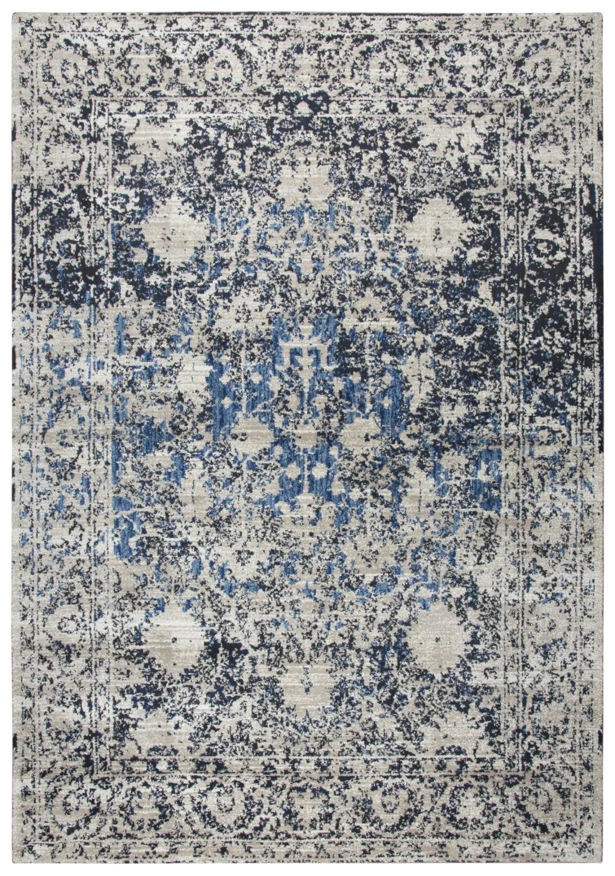 3' X 5' Taupe Blue And Dark Blue Oriental Area Rug Homeroots Home Decor