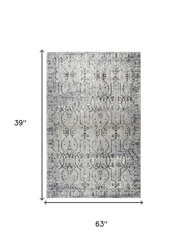 3' X 5' Taupe Natural Gray And Black Oriental Area Rug Homeroots Home Decor