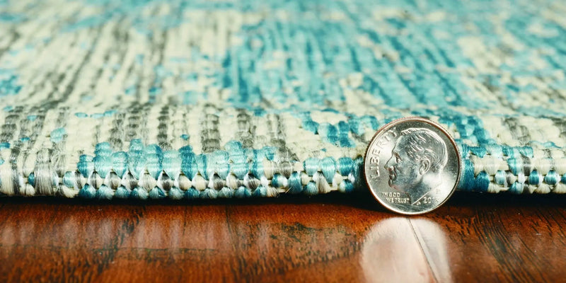 3' X 5' Teal Blue Abstract Indoor Outdoor Area Rug Homeroots Outdoor