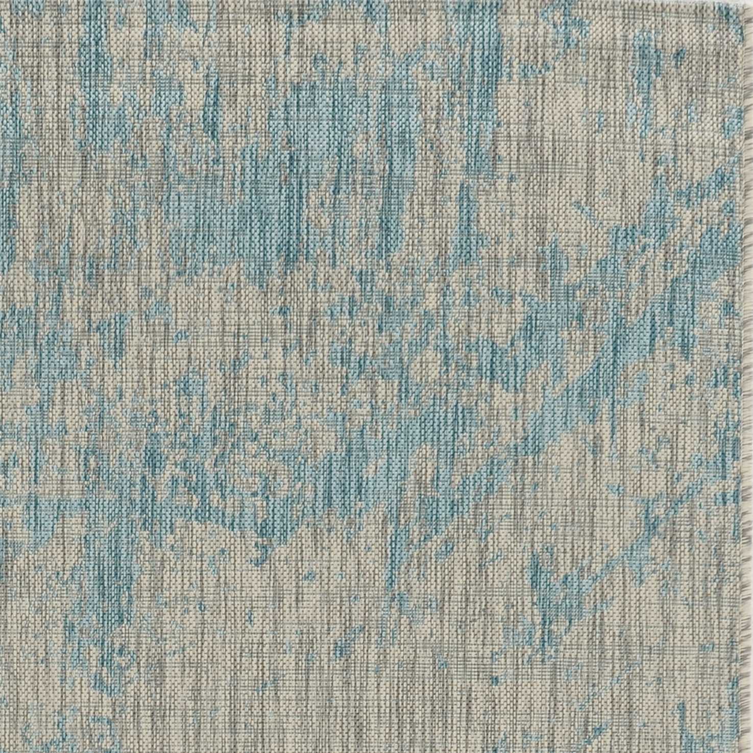 3' X 5' Teal Blue Abstract Indoor Outdoor Area Rug Homeroots Outdoor