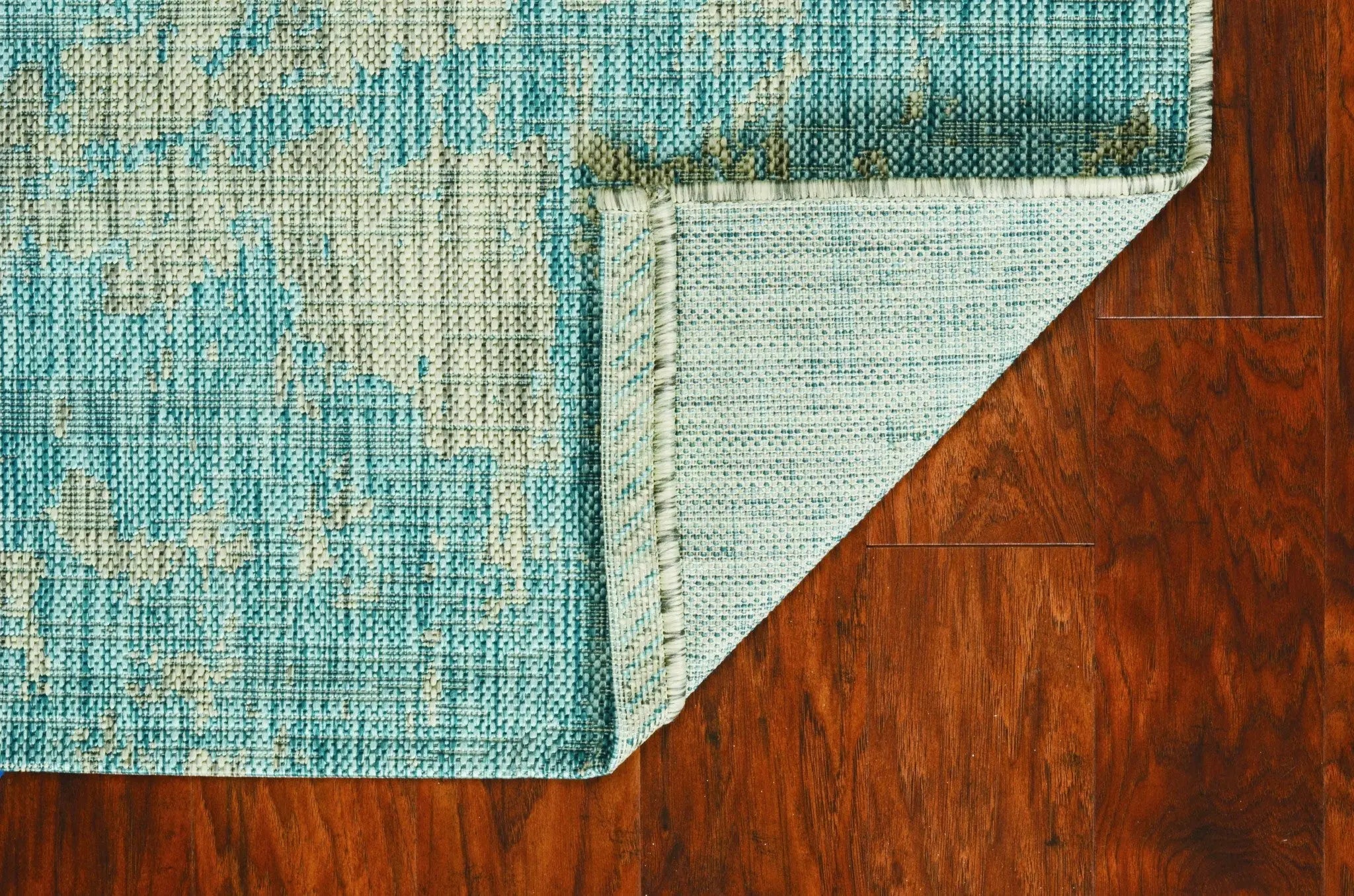 3' X 5' Teal Blue Abstract Indoor Outdoor Area Rug Homeroots Outdoor