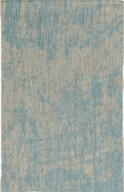 3' X 5' Teal Blue Abstract Indoor Outdoor Area Rug Homeroots Outdoor
