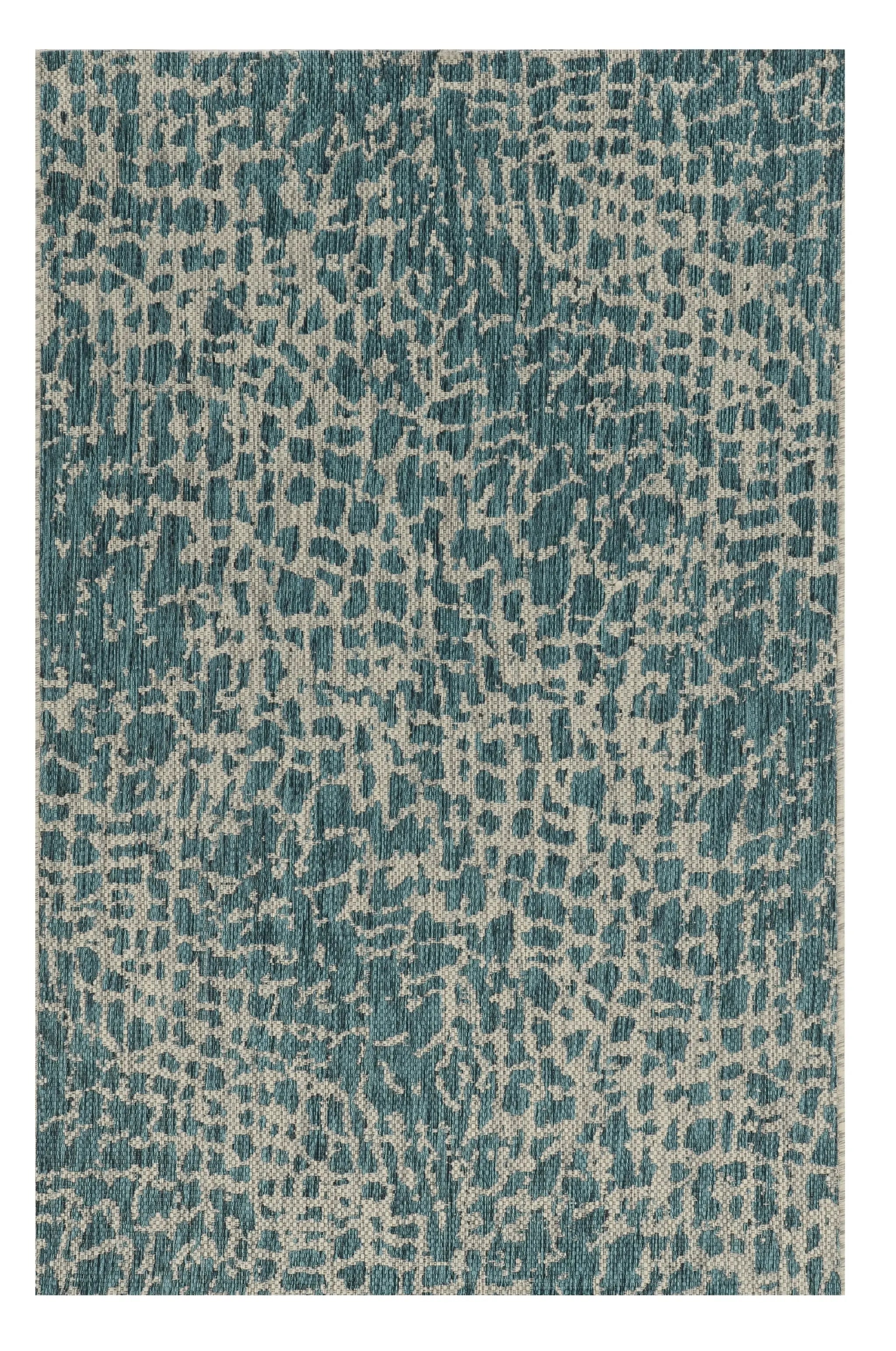 3' X 5' Teal Blue Abstract Indoor Outdoor Area Rug Homeroots Outdoor