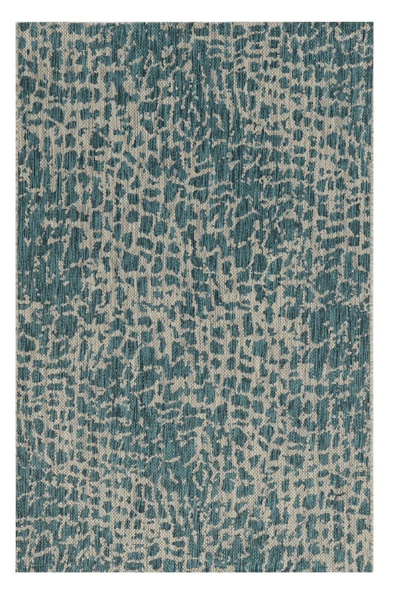 3' X 5' Teal Blue Abstract Indoor Outdoor Area Rug Homeroots Outdoor
