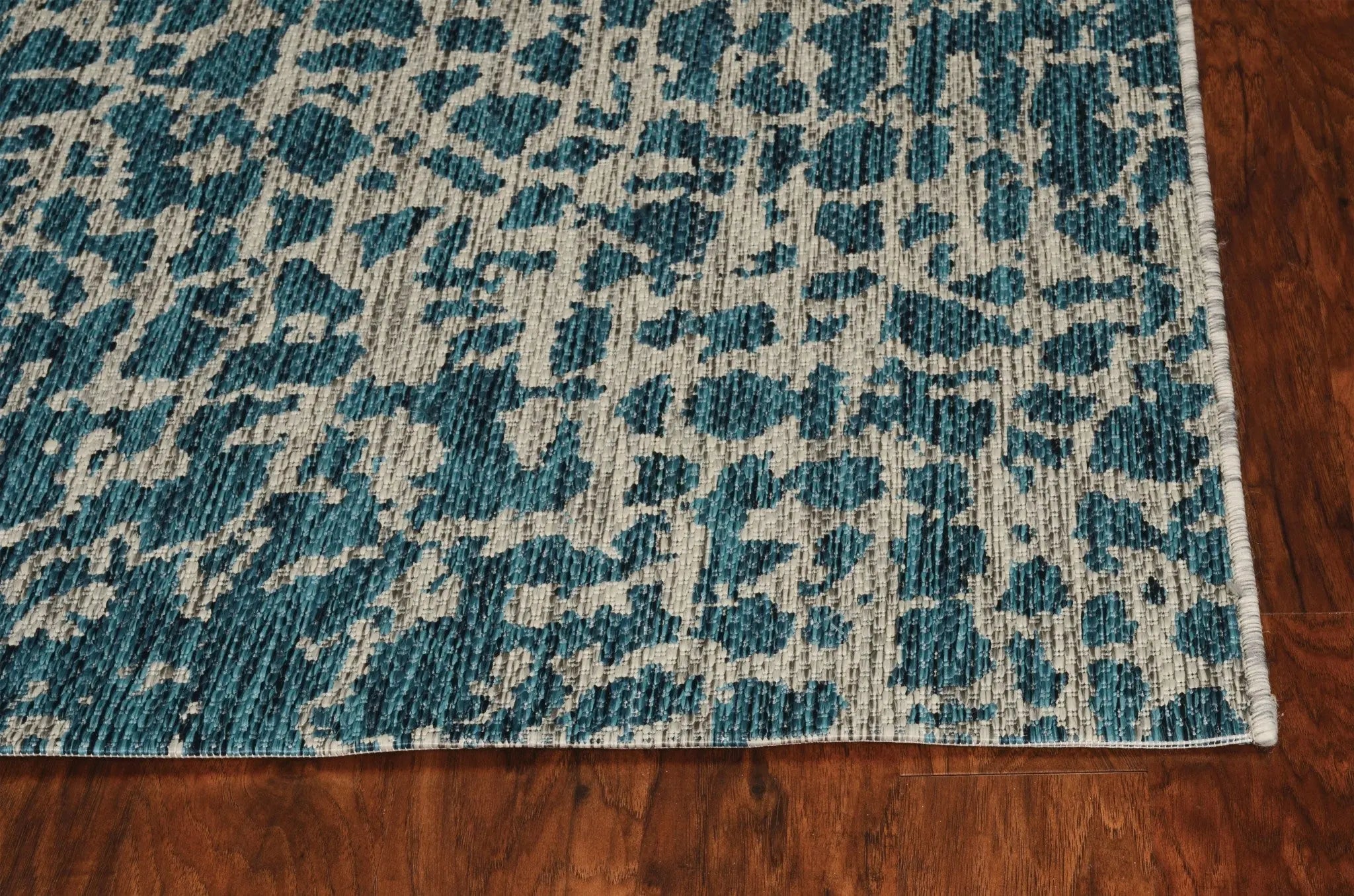 3' X 5' Teal Blue Abstract Indoor Outdoor Area Rug Homeroots Outdoor