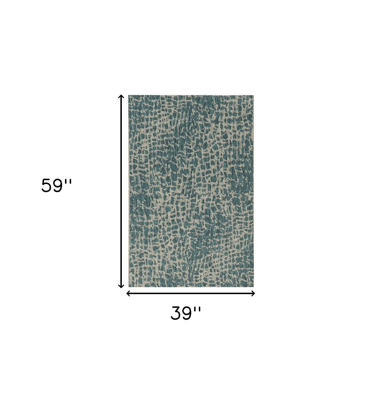 3' X 5' Teal Blue Abstract Indoor Outdoor Area Rug Homeroots Outdoor