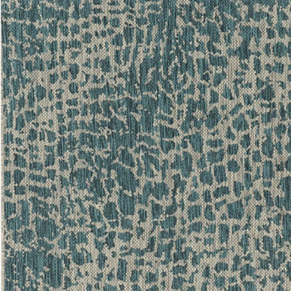 3' X 5' Teal Blue Abstract Indoor Outdoor Area Rug Homeroots Outdoor