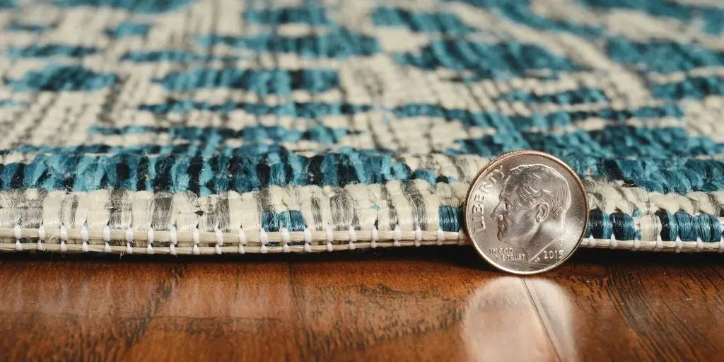 3' X 5' Teal Blue Abstract Indoor Outdoor Area Rug Homeroots Outdoor