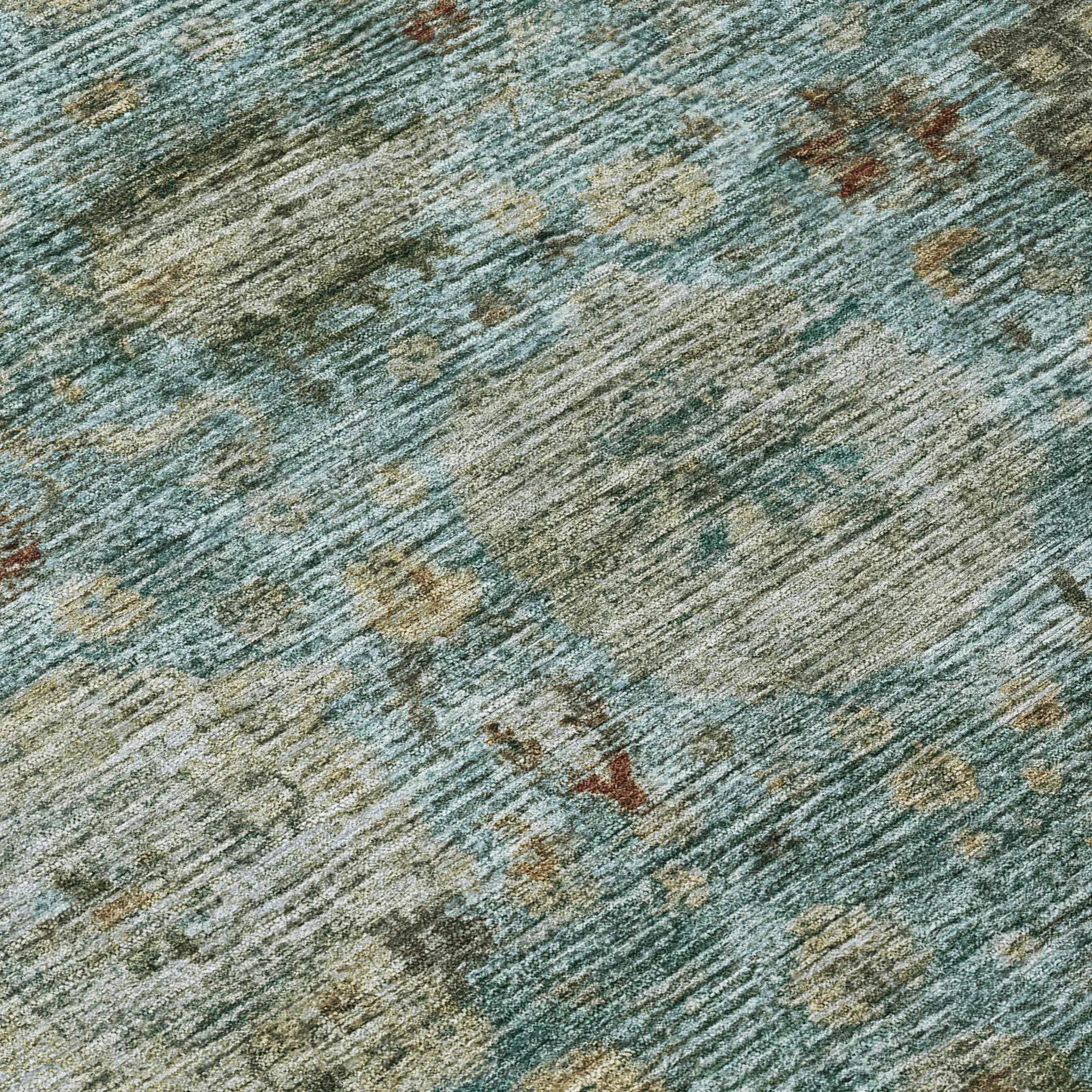 3' X 5' Teal Blue And Aqua Abstract Washable Indoor Outdoor Area Rug Homeroots Outdoor