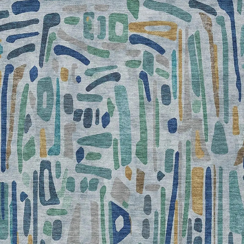 3' X 5' Teal Blue And Aqua Abstract Washable Indoor Outdoor Area Rug Homeroots Outdoor