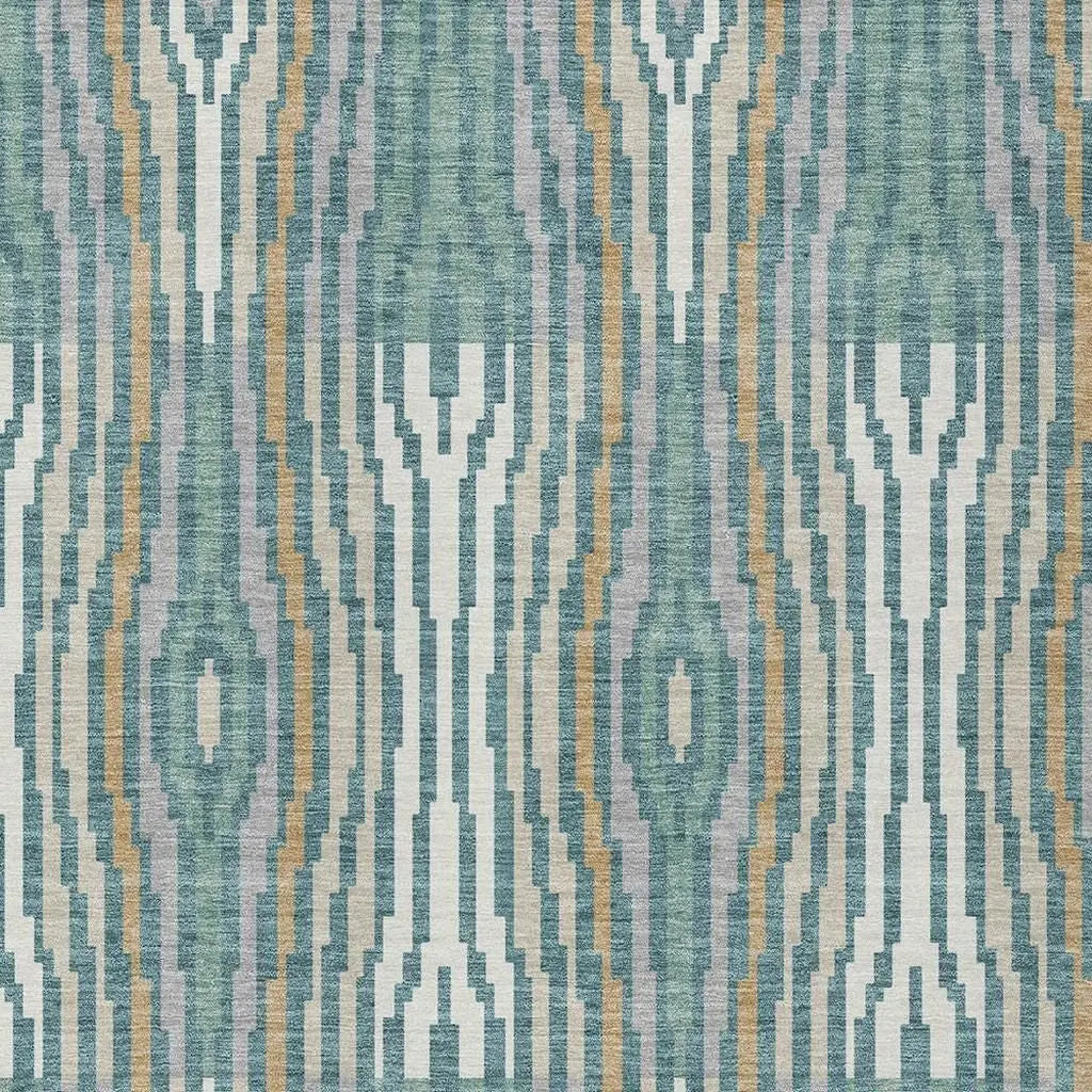 3' X 5' Teal Blue And Aqua Abstract Washable Indoor Outdoor Area Rug Homeroots Outdoor