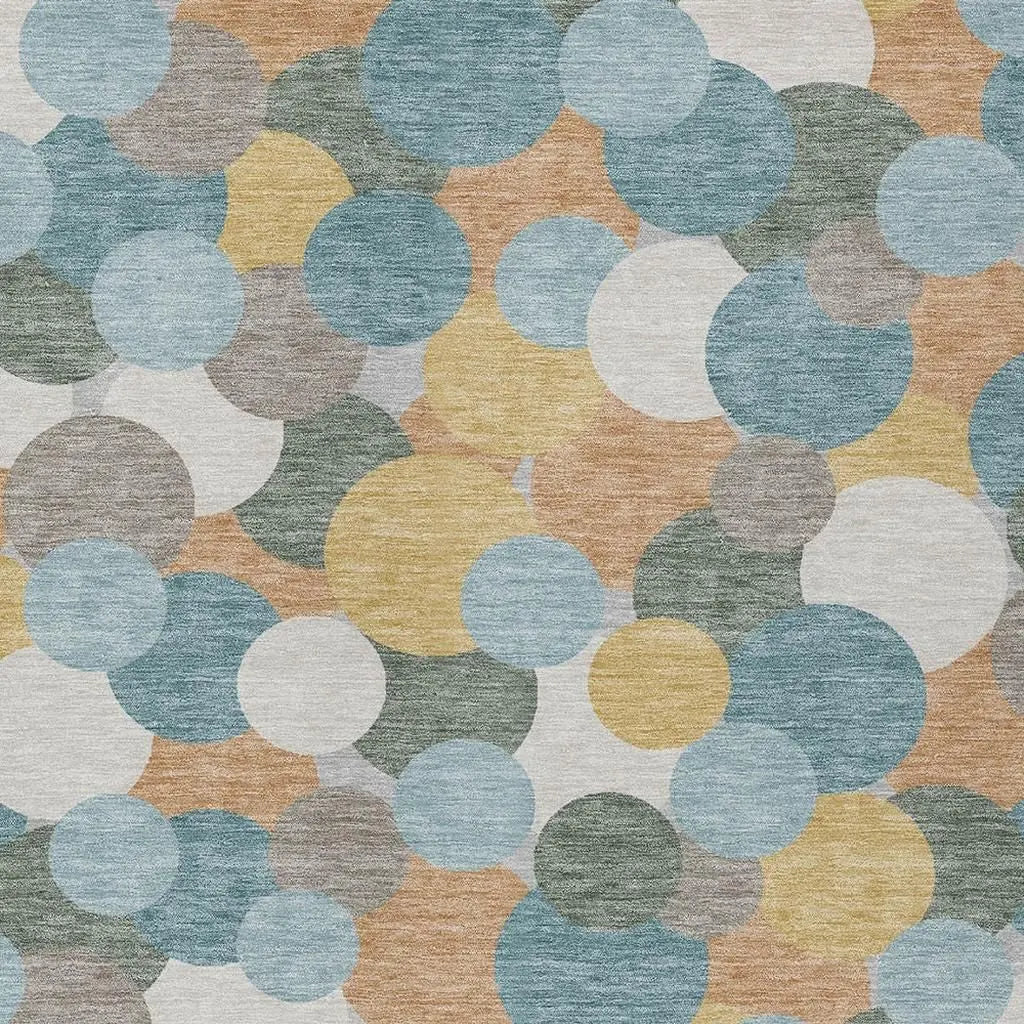 3' X 5' Teal Blue And Aqua Geometric Washable Indoor Outdoor Area Rug Homeroots Outdoor