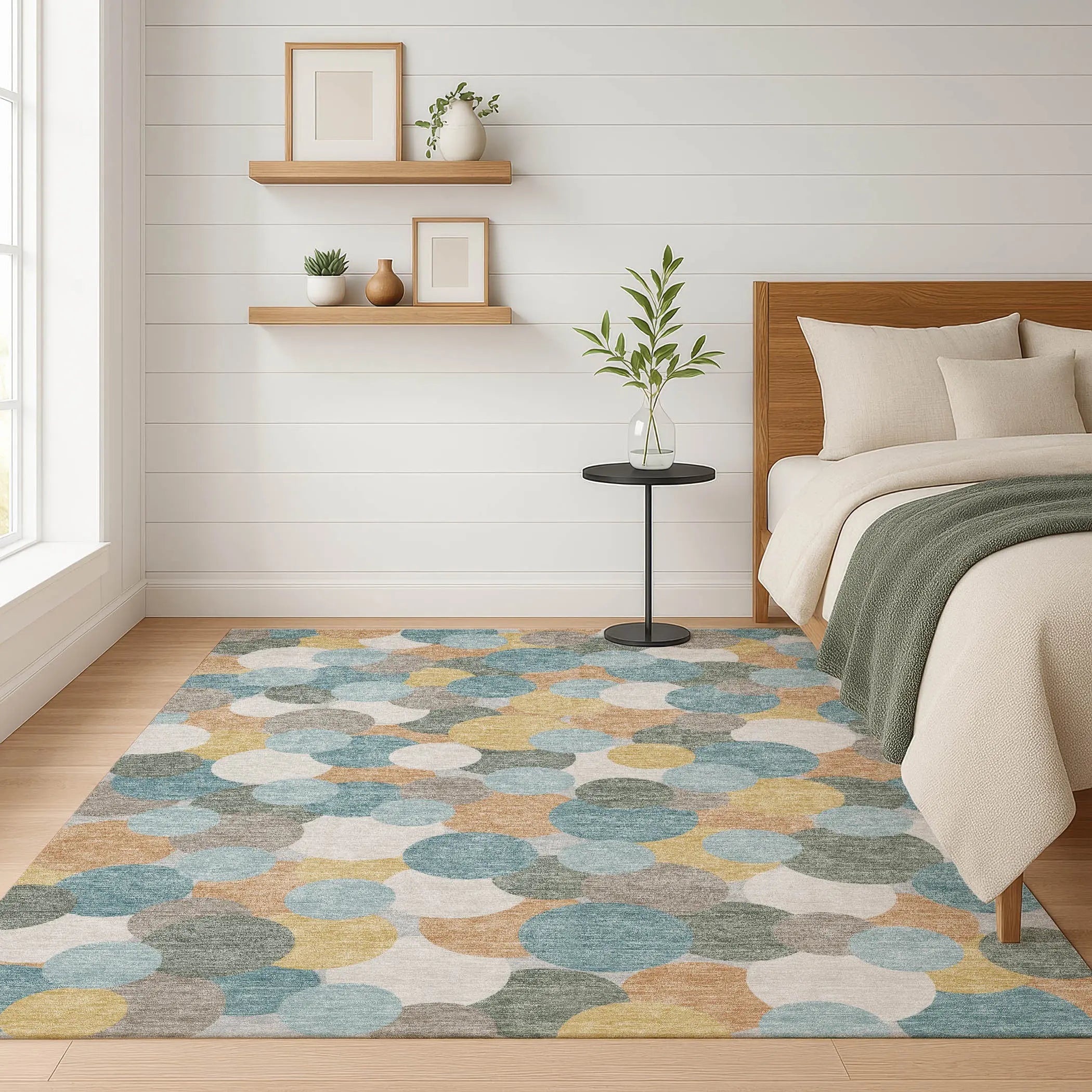 3' X 5' Teal Blue And Aqua Geometric Washable Indoor Outdoor Area Rug Homeroots Outdoor