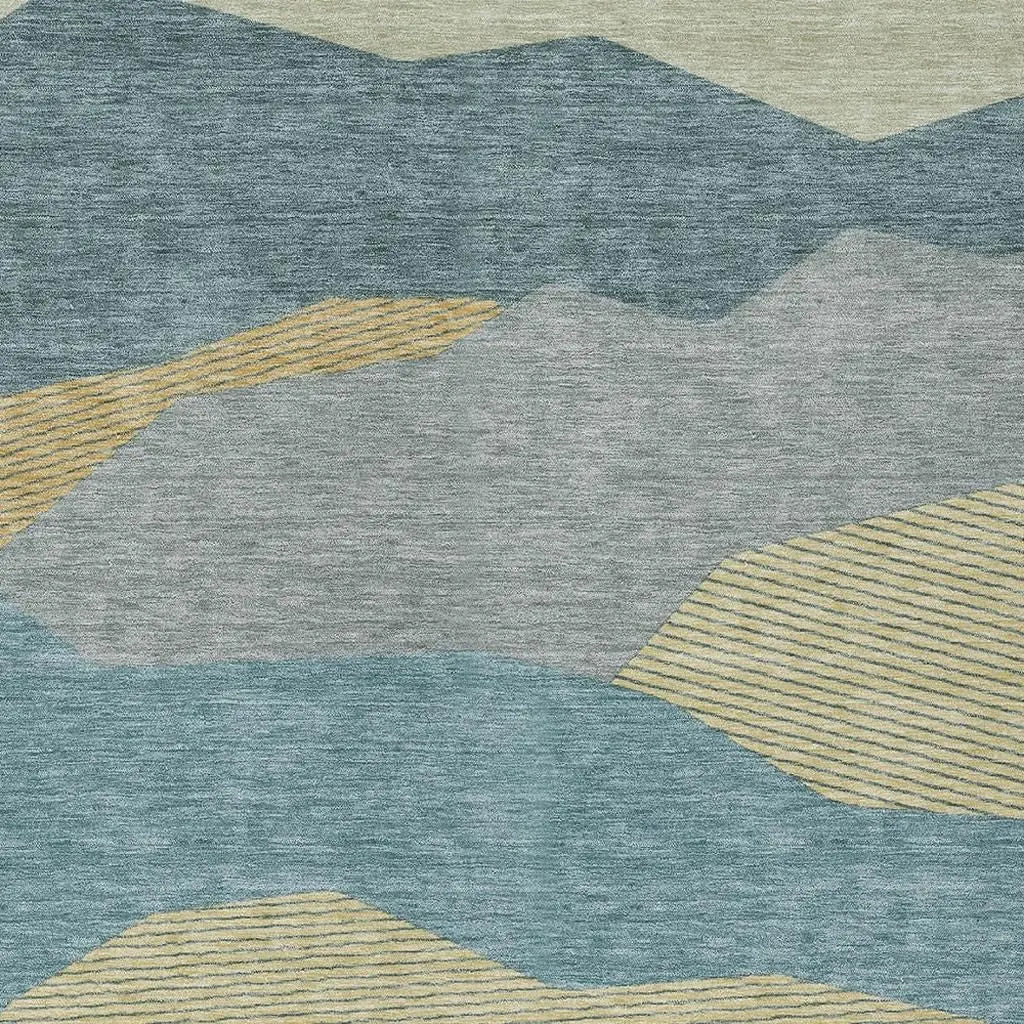 3' X 5' Teal Blue And Aqua Geometric Washable Indoor Outdoor Area Rug Homeroots Outdoor