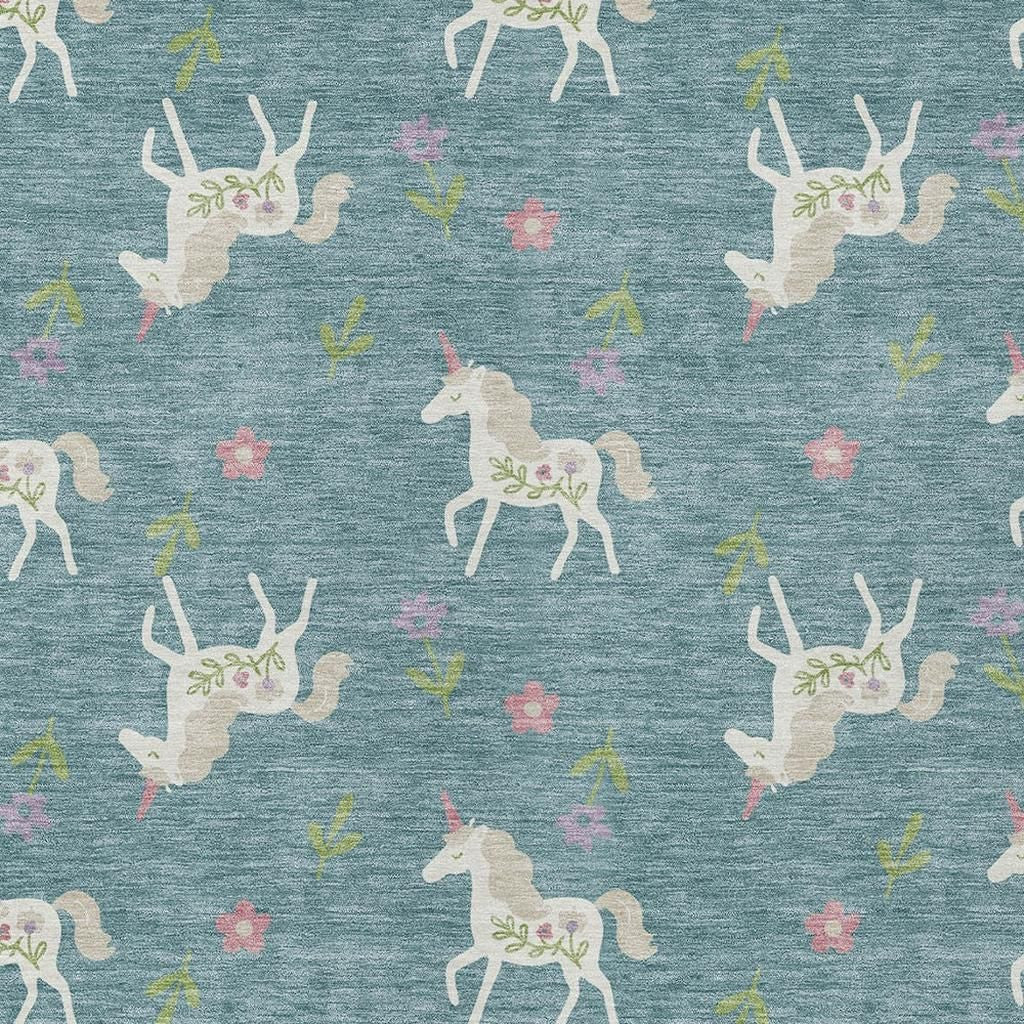 3' X 5' Teal Blue And Beige Floral Washable Indoor Outdoor Area Rug Homeroots Outdoor