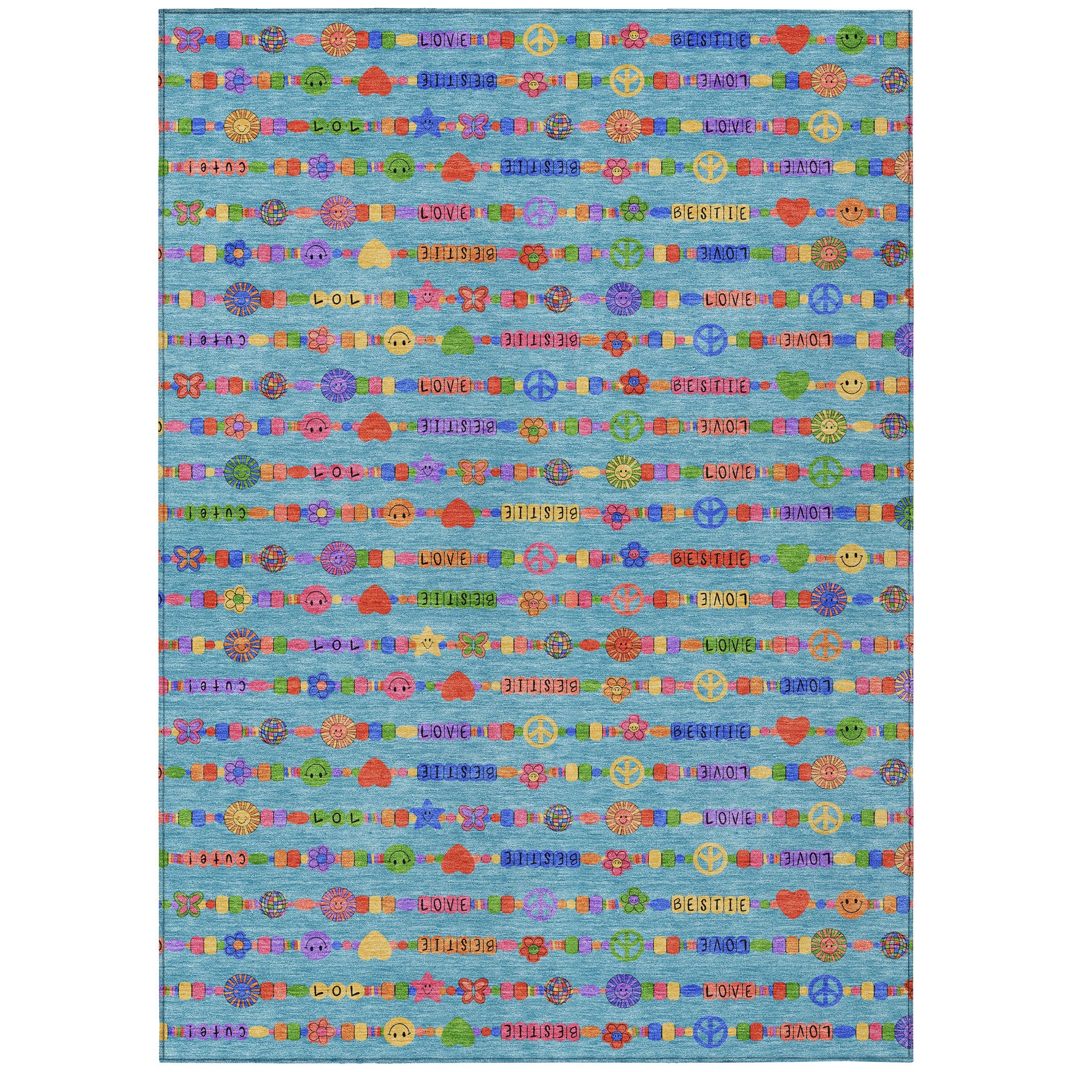 3' X 5' Teal Blue And Beige Geometric Washable Indoor Outdoor Area Rug Homeroots Outdoor