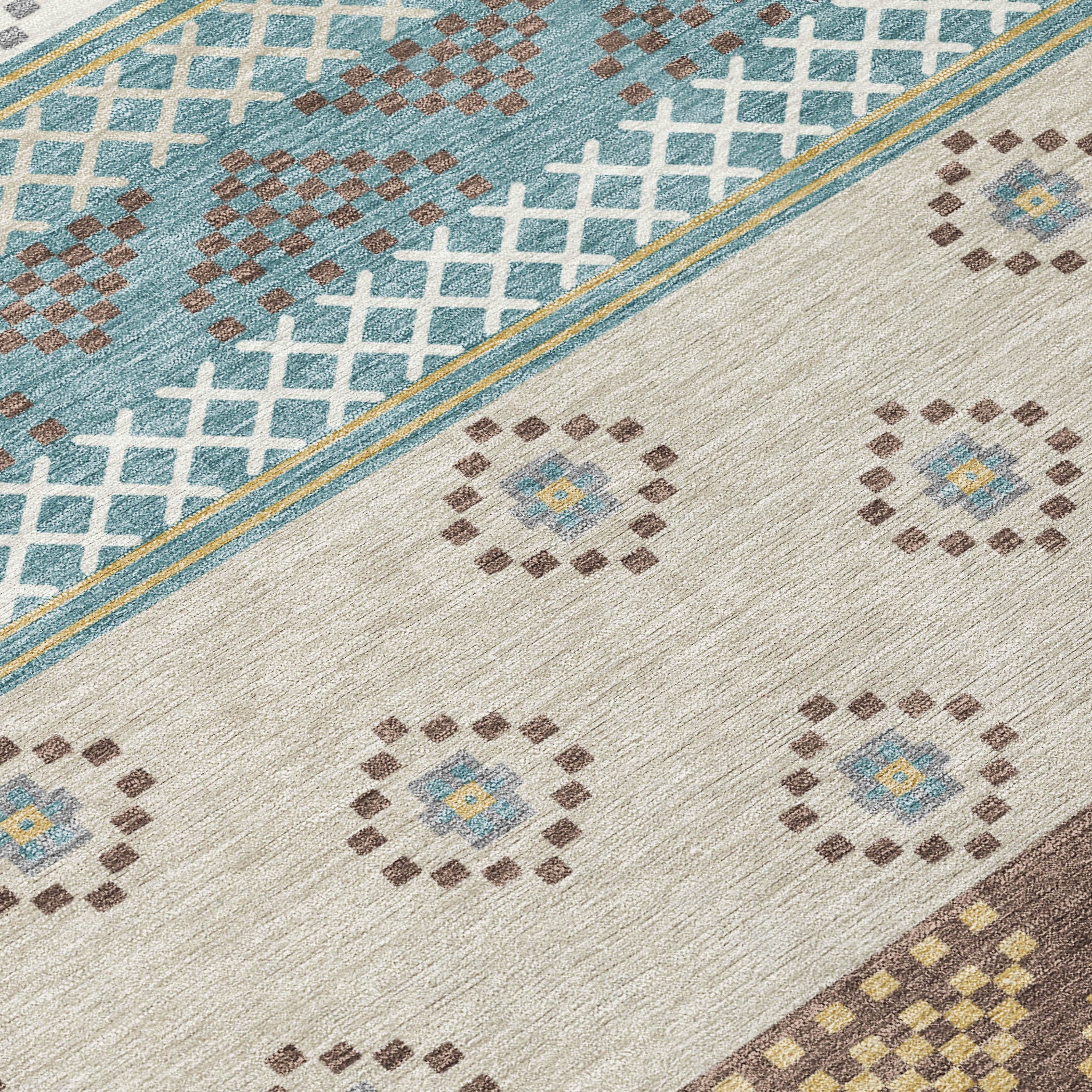 3' X 5' Teal Blue And Beige Striped Washable Indoor Outdoor Area Rug Homeroots Outdoor