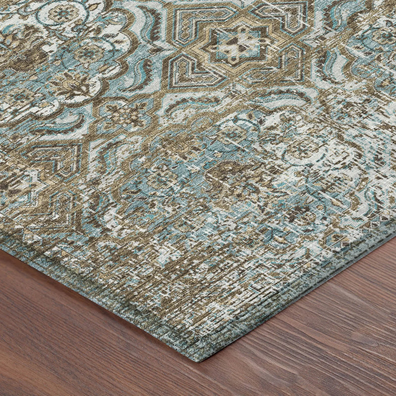 3' X 5' Teal Blue And Blue Floral Washable Indoor Outdoor Area Rug Homeroots Outdoor