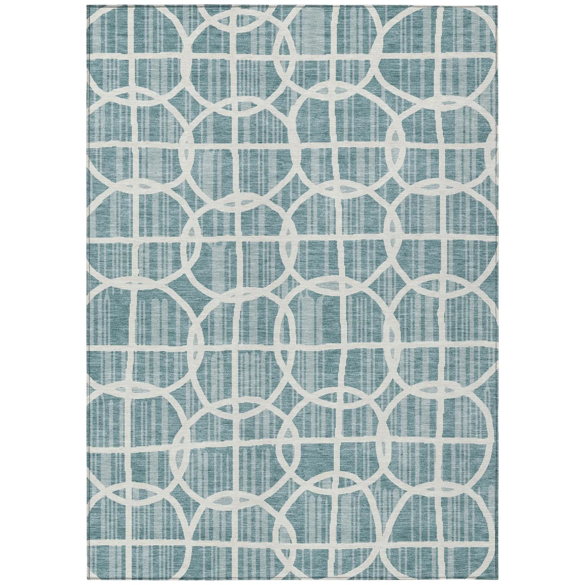 3' X 5' Teal Blue And Blue Geometric Washable Indoor Outdoor Area Rug Homeroots Outdoor