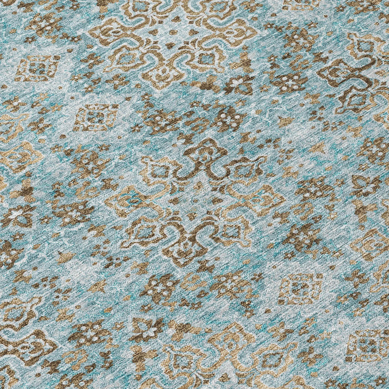 3' X 5' Teal Blue And Blue Oriental Washable Indoor Outdoor Area Rug Homeroots Outdoor