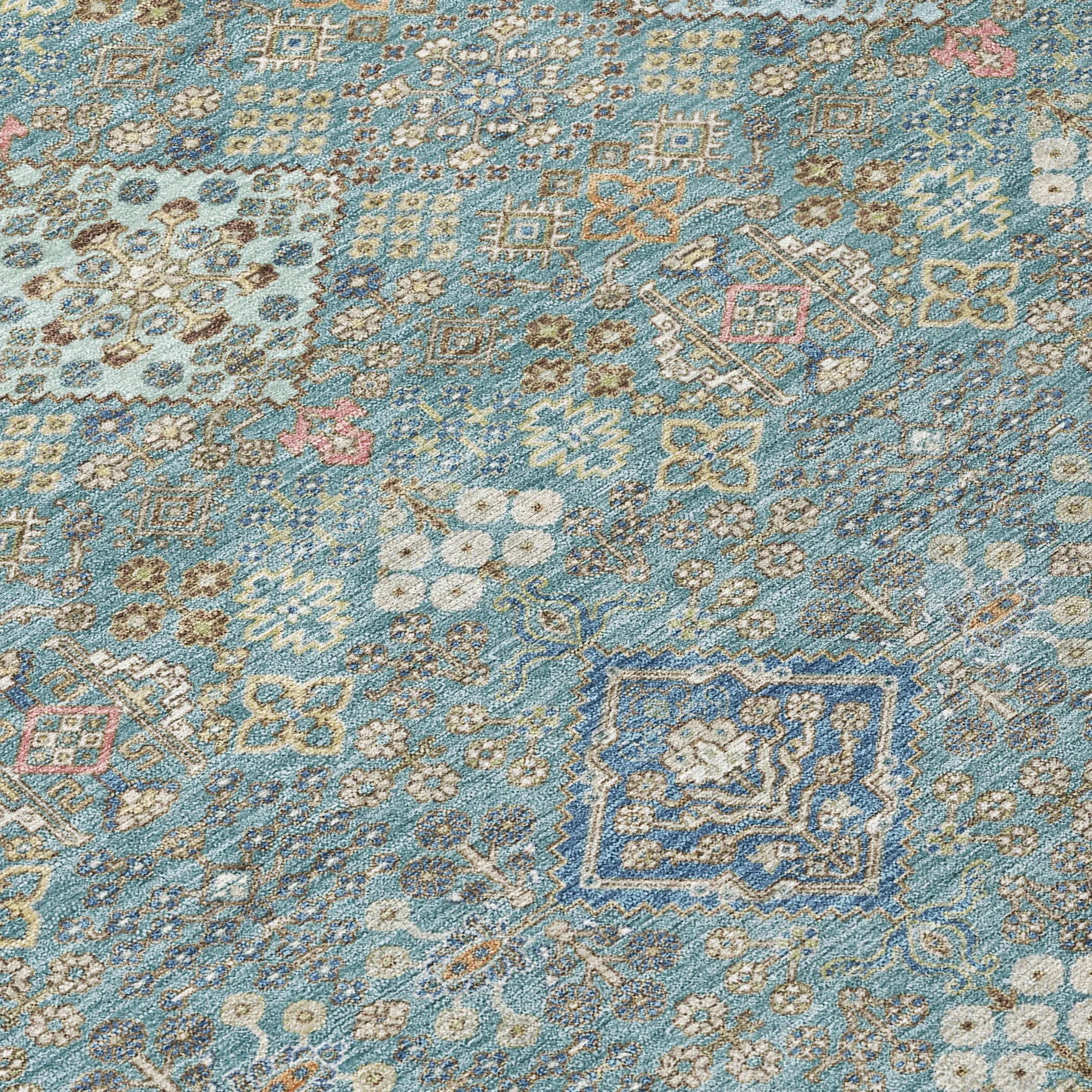 3' X 5' Teal Blue And Blue Oriental Washable Indoor Outdoor Area Rug Homeroots Outdoor