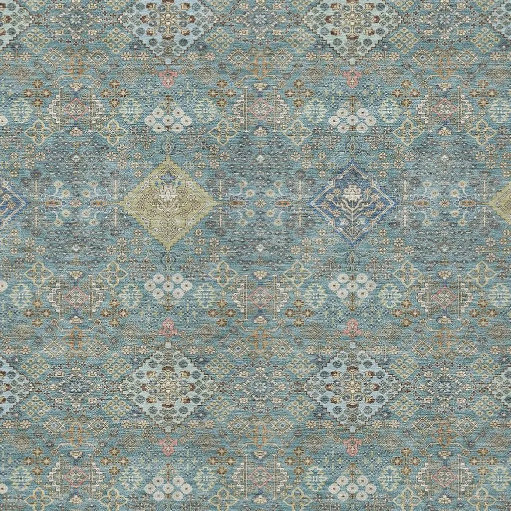 3' X 5' Teal Blue And Blue Oriental Washable Indoor Outdoor Area Rug Homeroots Outdoor