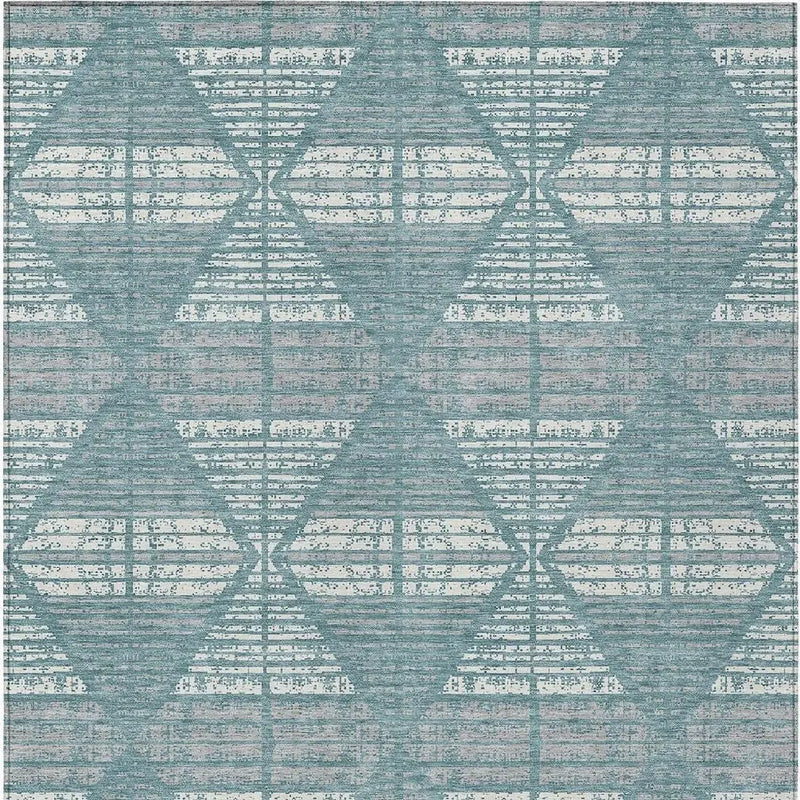3' X 5' Teal Blue And Brown Geometric Washable Indoor Outdoor Area Rug Homeroots Outdoor