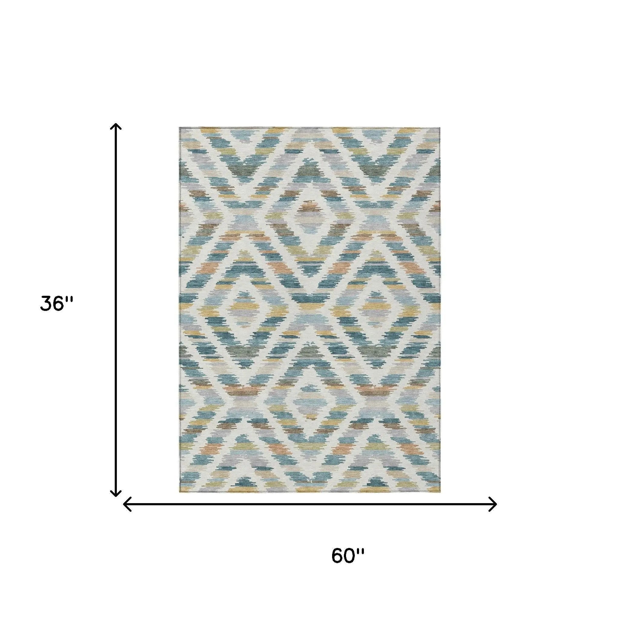 3' X 5' Teal Blue And Copper Tribal Washable Indoor Outdoor Area Rug Homeroots Outdoor