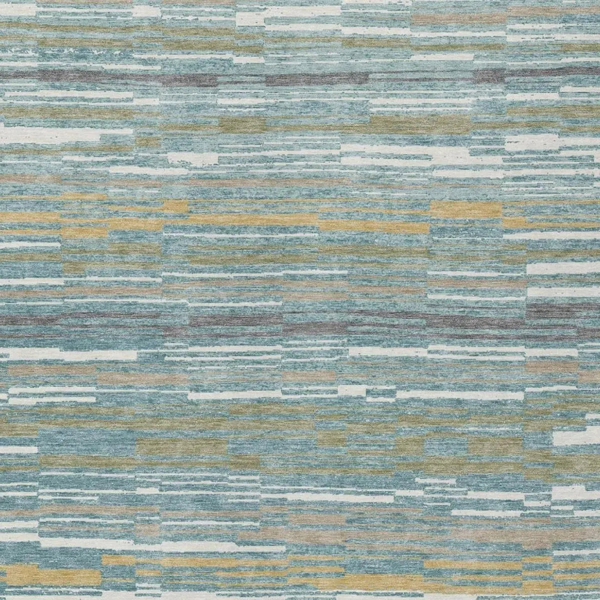 3' X 5' Teal Blue And Gold Striped Washable Indoor Outdoor Area Rug Homeroots Outdoor
