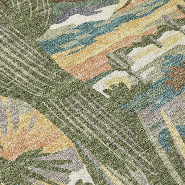 3' X 5' Teal Blue And Gold Trees Washable Indoor Outdoor Area Rug Homeroots Outdoor