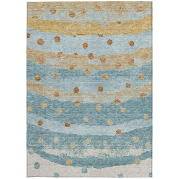 3' X 5' Teal Blue And Graphite Striped Washable Indoor Outdoor Area Rug Homeroots Outdoor