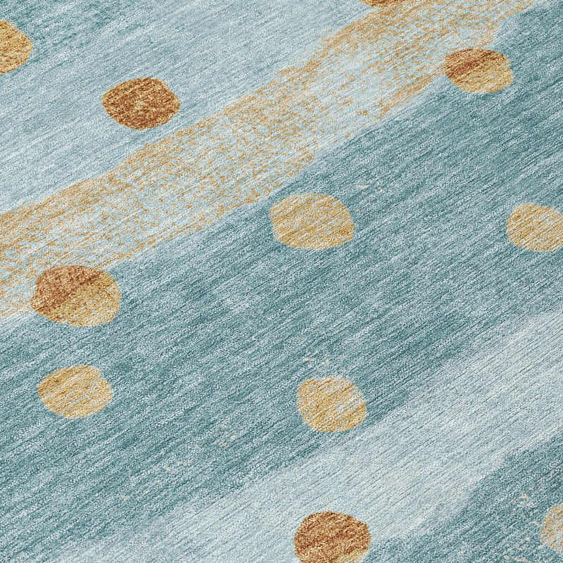 3' X 5' Teal Blue And Graphite Striped Washable Indoor Outdoor Area Rug Homeroots Outdoor