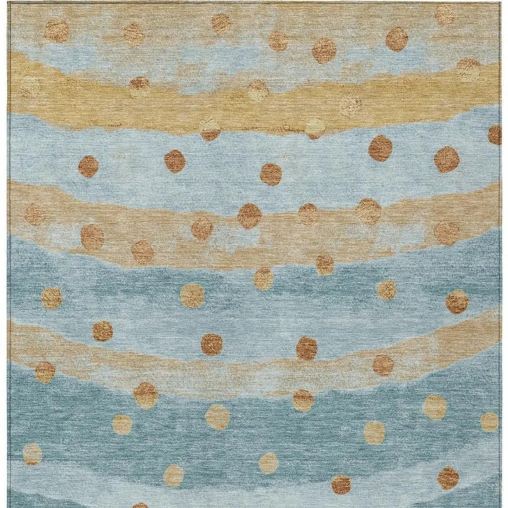 3' X 5' Teal Blue And Graphite Striped Washable Indoor Outdoor Area Rug Homeroots Outdoor