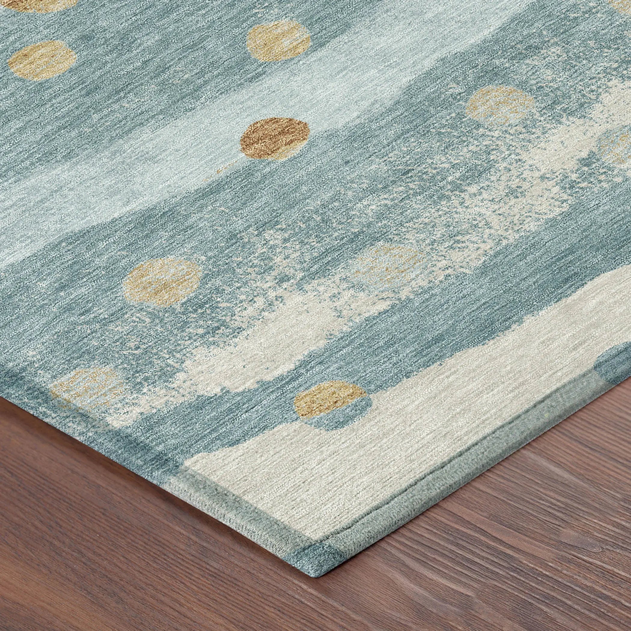 3' X 5' Teal Blue And Graphite Striped Washable Indoor Outdoor Area Rug Homeroots Outdoor