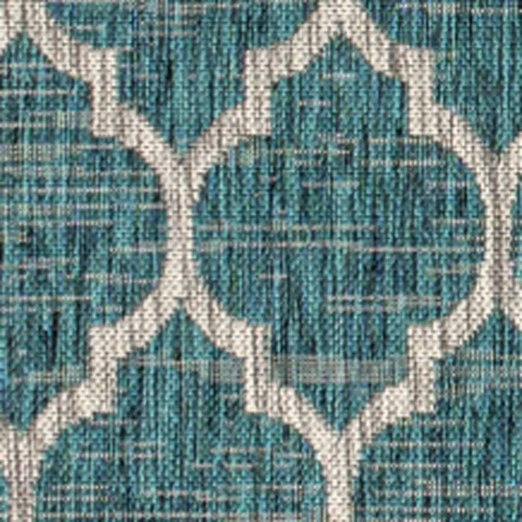 3' X 5' Teal Blue And Gray Geometric Indoor Outdoor Area Rug Homeroots Outdoor