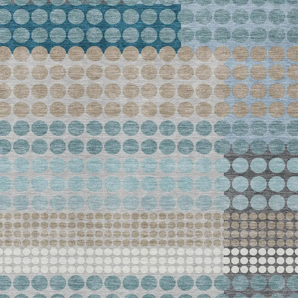 3' X 5' Teal Blue And Gray Geometric Washable Indoor Outdoor Area Rug Homeroots Outdoor