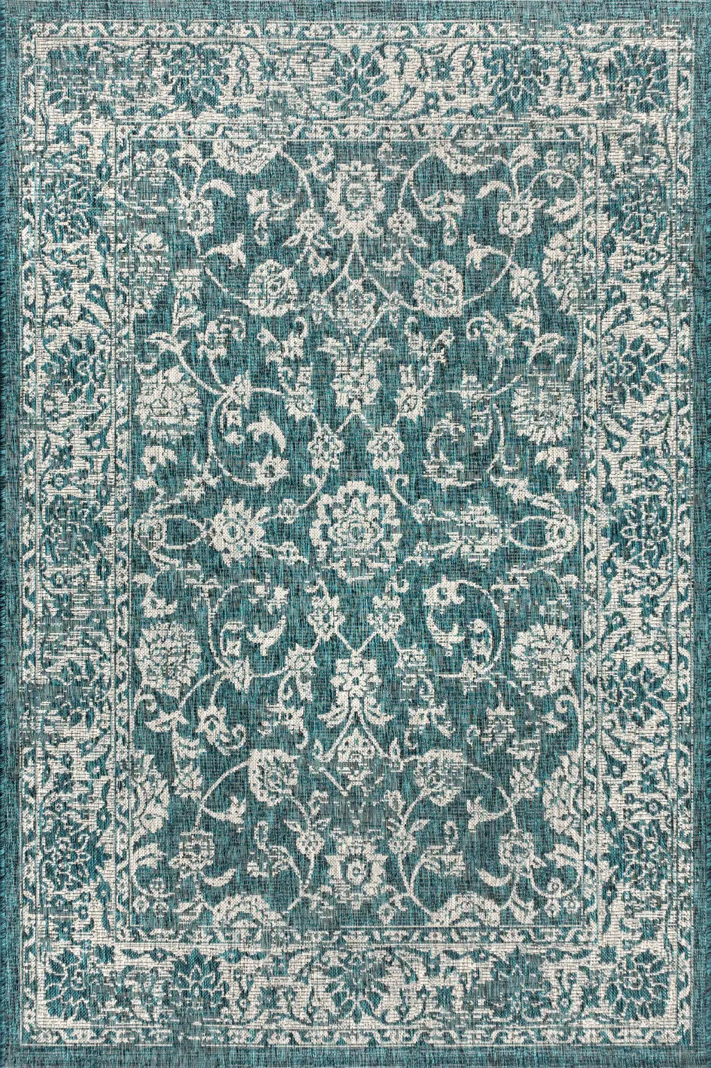 3' X 5' Teal Blue And Gray Medallion Indoor Outdoor Area Rug Homeroots Outdoor