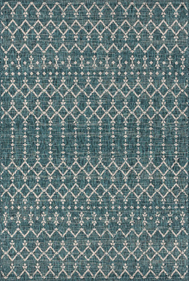 3' X 5' Teal Blue And Gray Trellis Indoor Outdoor Area Rug Homeroots Outdoor