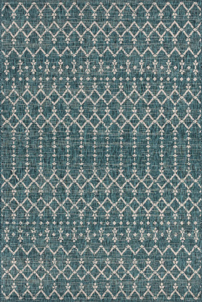 3' X 5' Teal Blue And Gray Trellis Indoor Outdoor Area Rug Homeroots Outdoor