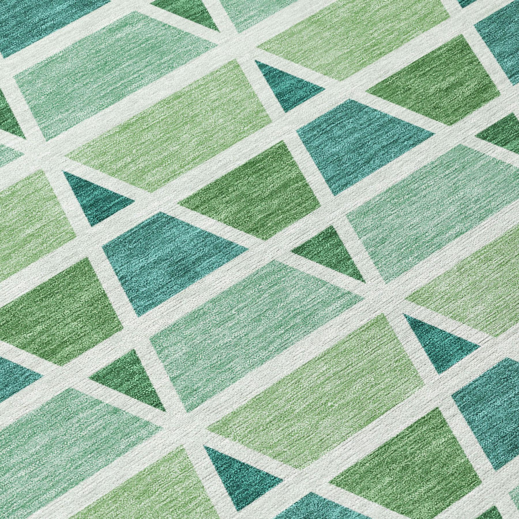 3' X 5' Teal Blue And Green Geometric Washable Indoor Outdoor Area Rug Homeroots Outdoor