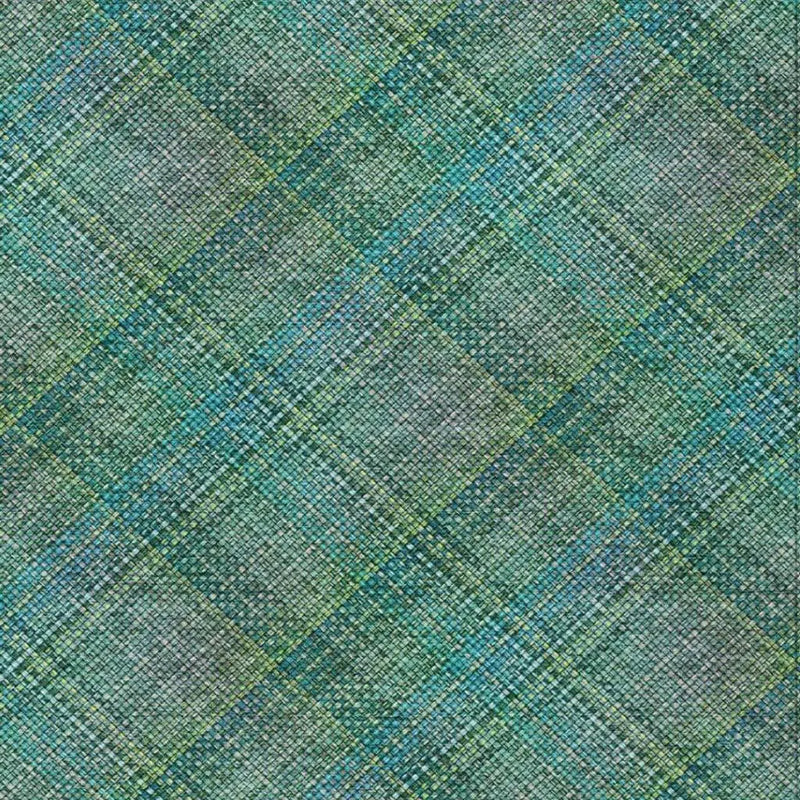 3' X 5' Teal Blue And Green Plaid Washable Indoor Outdoor Area Rug Homeroots Outdoor