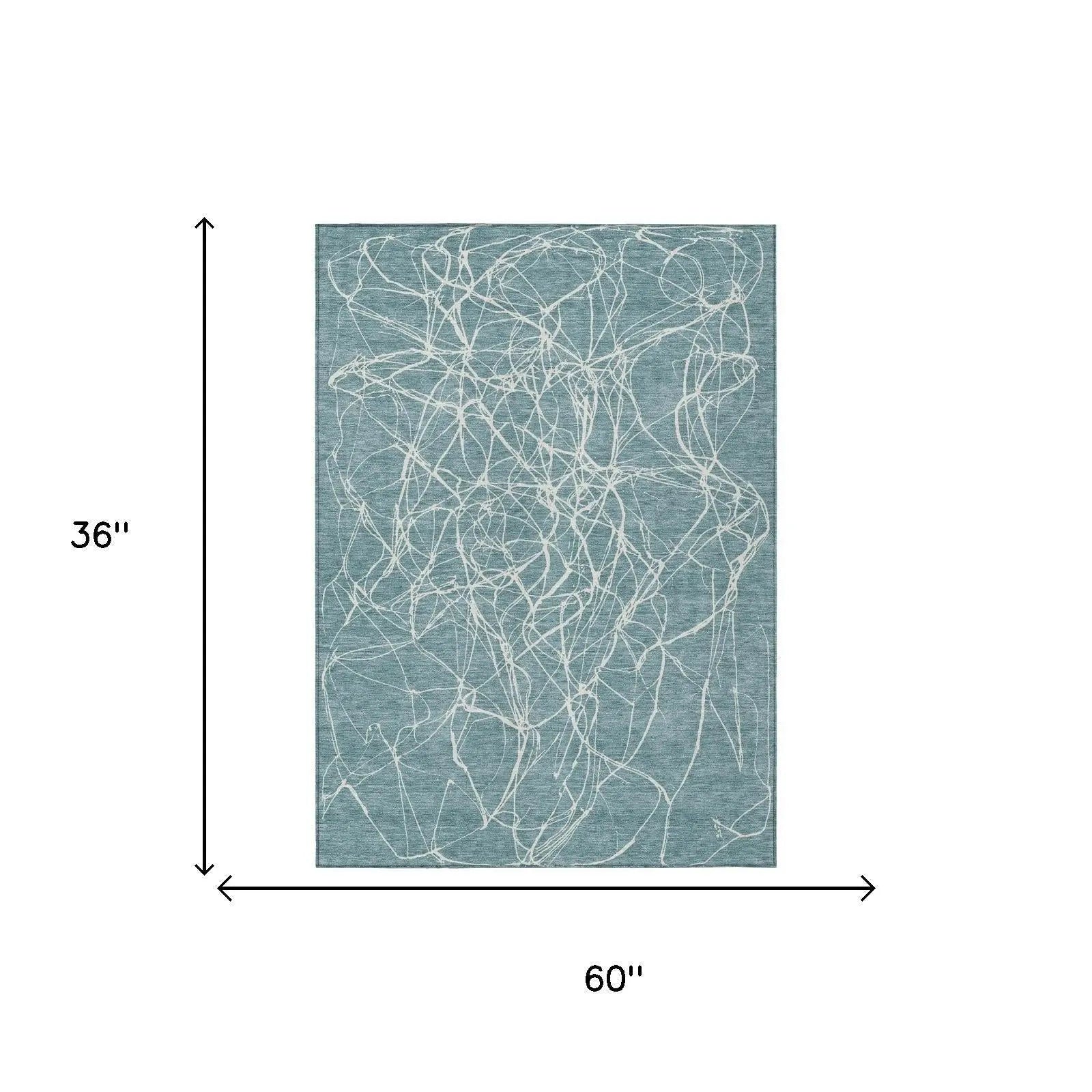 3' X 5' Teal Blue And Ivory Abstract Washable Indoor Outdoor Area Rug Homeroots Outdoor