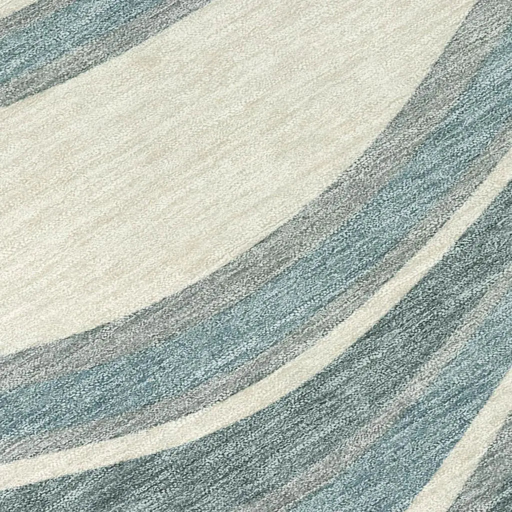 3' X 5' Teal Blue And Ivory Abstract Washable Indoor Outdoor Area Rug Homeroots Outdoor