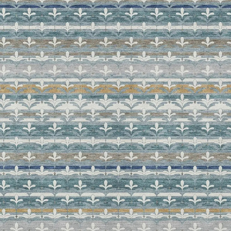 3' X 5' Teal Blue And Ivory Damask Washable Indoor Outdoor Area Rug Homeroots Outdoor