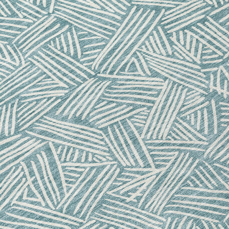 3' X 5' Teal Blue And Ivory Geometric Washable Indoor Outdoor Area Rug Homeroots Outdoor