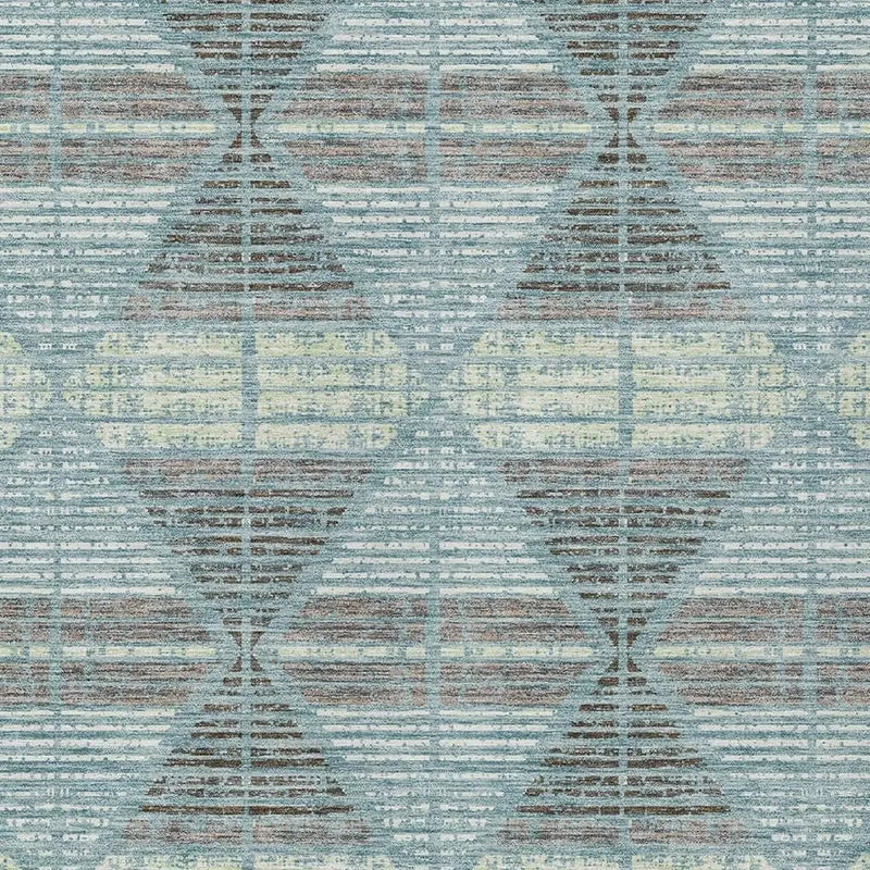3' X 5' Teal Blue And Ivory Geometric Washable Indoor Outdoor Area Rug Homeroots Outdoor
