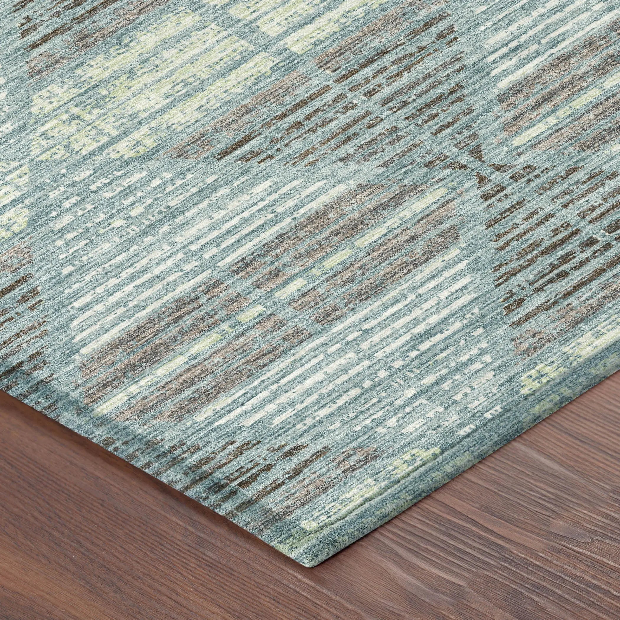 3' X 5' Teal Blue And Ivory Geometric Washable Indoor Outdoor Area Rug Homeroots Outdoor